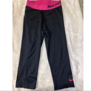 Nike Pink & Black Dri-Fit Cropped Leggings